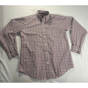 Brooks Brothers Youth Medium Shirt Red Blue Plaid Button‎ Down Non-Iron Cotton